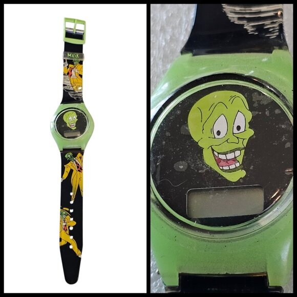 90s The Mask Movie Watch  Memorabilia Jim Carey Kids Or Adult Needs Battery - Picture 1 of 11